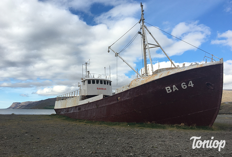 bateau échoué, bateau en acier, islande, Patreksfjörður, westfjord