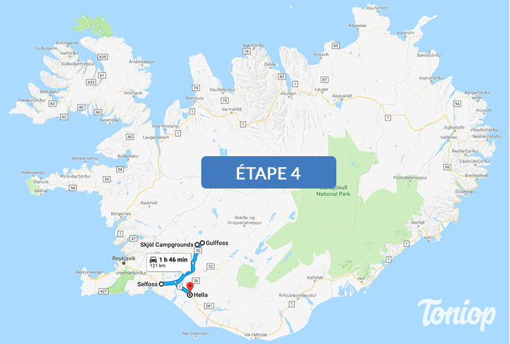 etape 4, roadtrip islande, gullfoss falls, secret lagoon, hella, cercle d'or